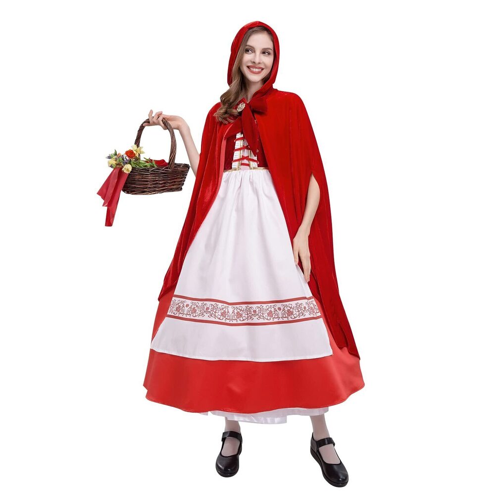 2347 Halloween Deluxe Little Red Riding Hood Costume Velvet Clock Cape